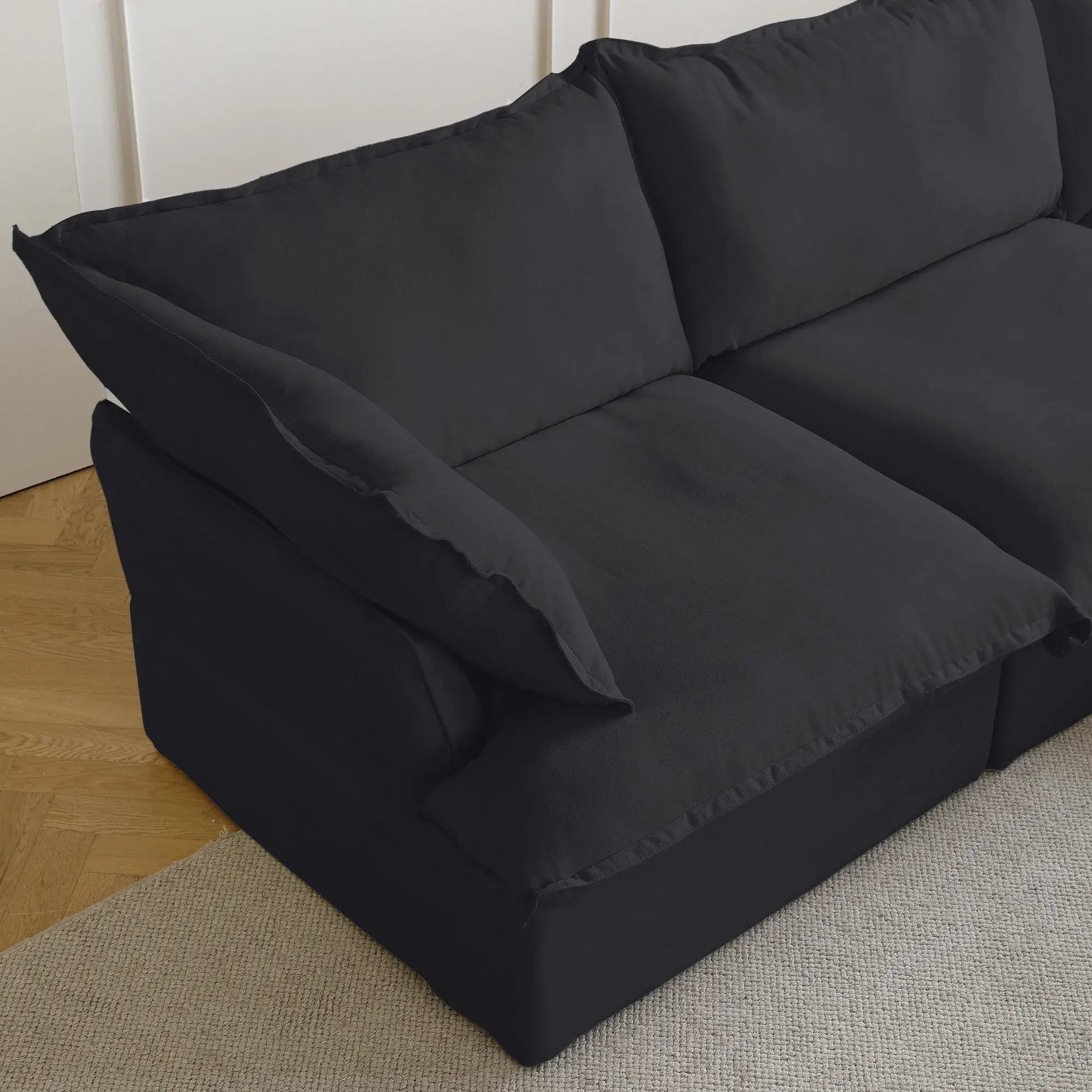 Washable Couch 43.3" Washable Linen Single Sofa with Replaceable Sofa Cover - Black
