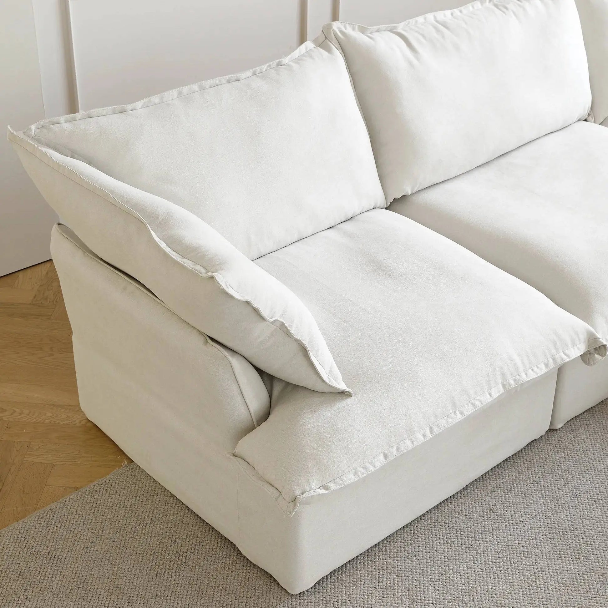 Washable Couch 43.3" Washable Linen Single Sofa with Replaceable Sofa Cover - White