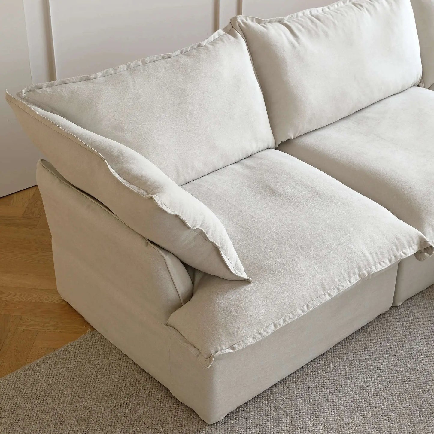 Washable Couch 43.3" Washable Linen Single Sofa with Replaceable Sofa Cover 3D-Knitted Fabric - Beige